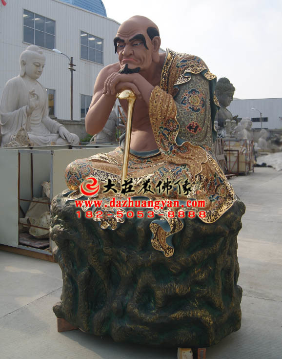 銅雕注茶半托迦尊者側面塑像 銅雕注茶半托迦尊者側面塑像